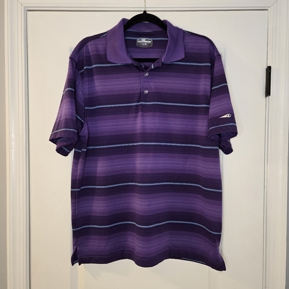 Grand Slam X Men's Purple Striped Polo Golf Shirt Short Sleeve Size Large - Picture 2 of 7